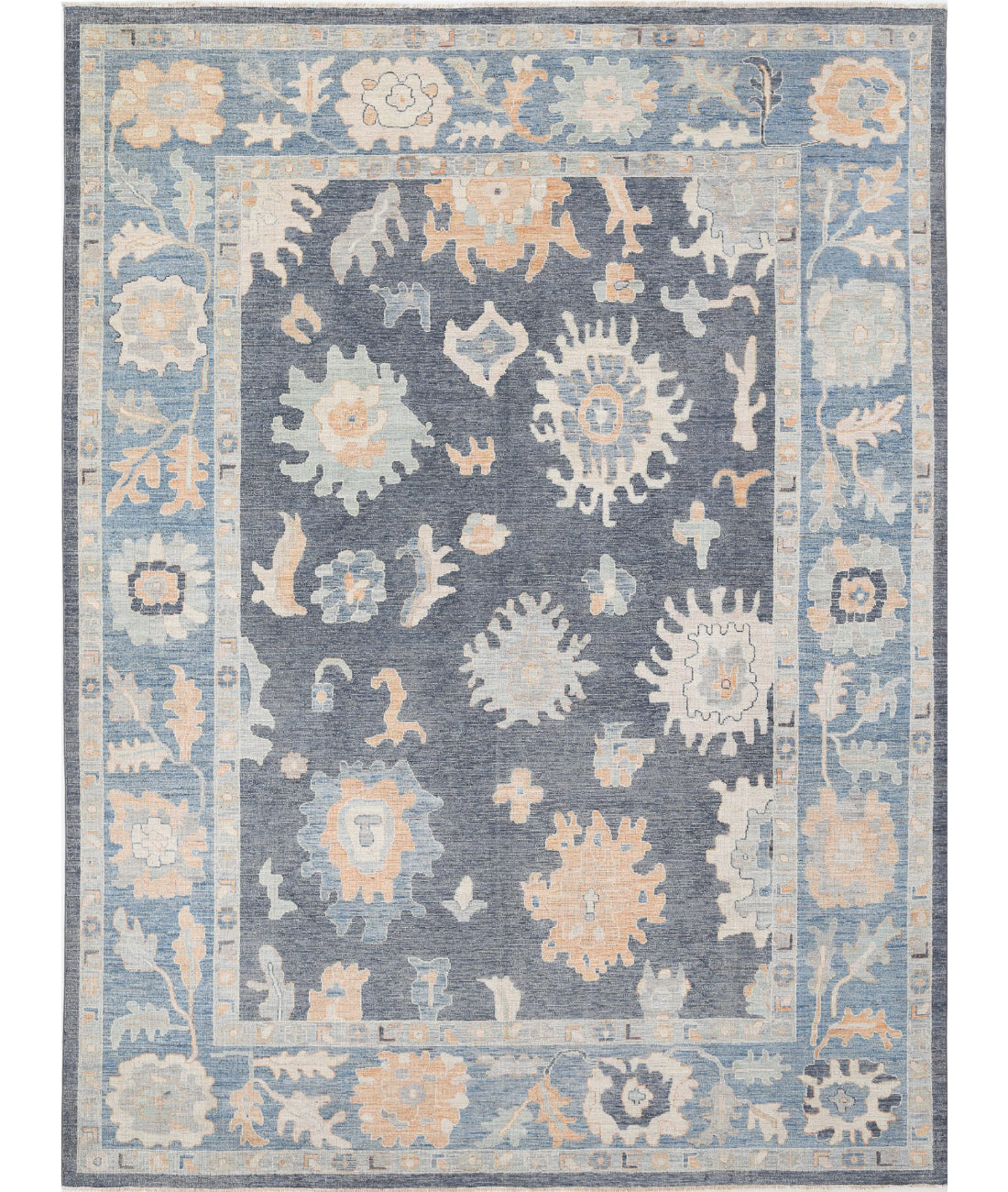 Oushak 10'2'' X 13'8'' Hand-Knotted Wool Rug 10'2'' x 13'8'' (305 X 410) / Grey / Blue