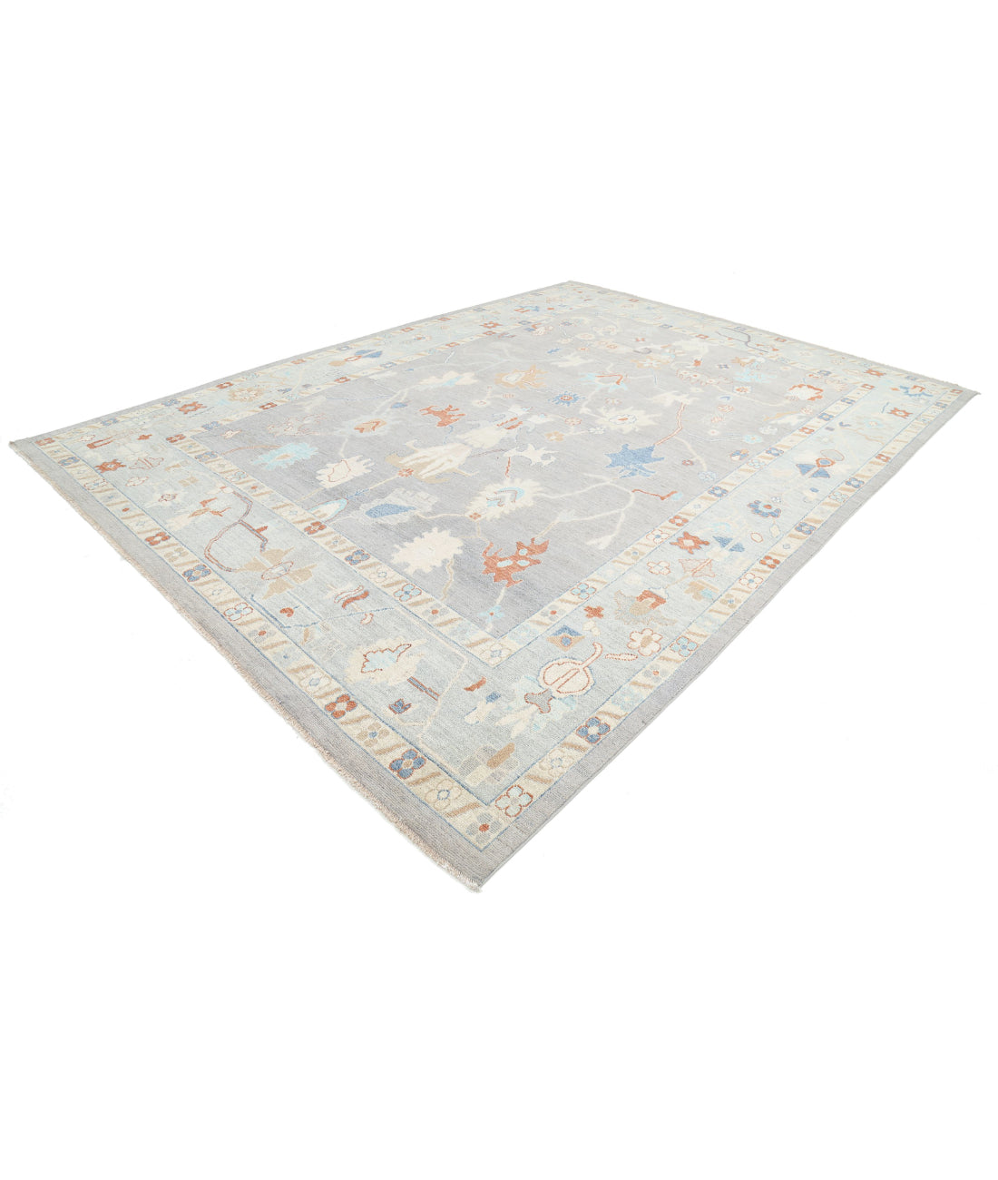 Oushak 10'0'' X 13'6'' Hand-Knotted Wool Rug 10'0'' x 13'6'' (300 X 405) / Grey / Blue