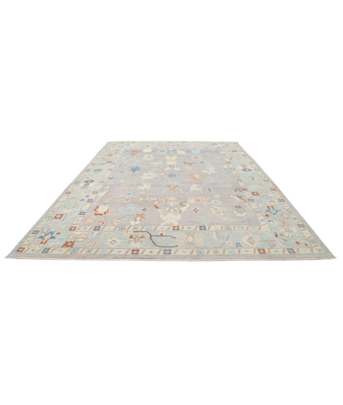 Oushak 10'0'' X 13'6'' Hand-Knotted Wool Rug 10'0'' x 13'6'' (300 X 405) / Grey / Blue