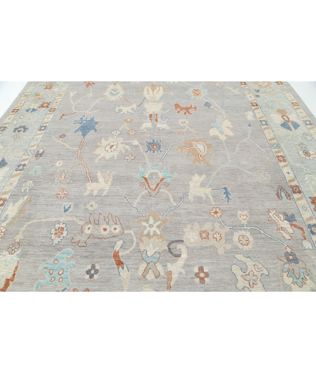 Oushak 10'0'' X 13'6'' Hand-Knotted Wool Rug 10'0'' x 13'6'' (300 X 405) / Grey / Blue