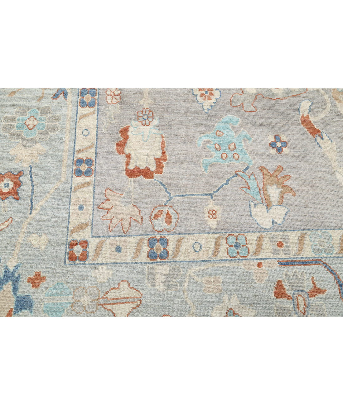 Oushak 10'0'' X 13'6'' Hand-Knotted Wool Rug 10'0'' x 13'6'' (300 X 405) / Grey / Blue