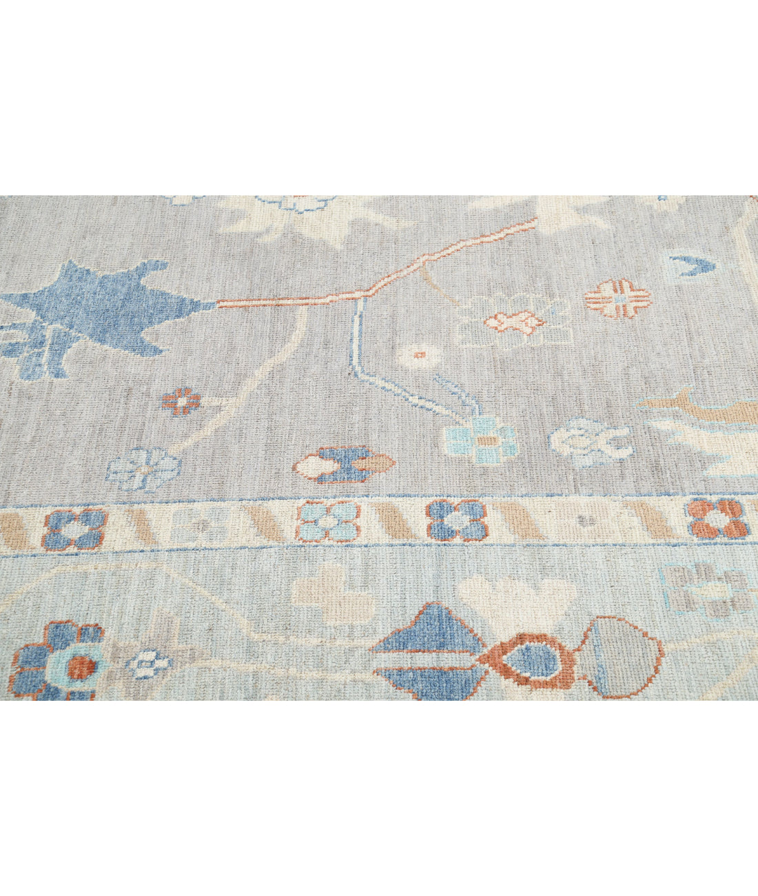 Oushak 10'0'' X 13'6'' Hand-Knotted Wool Rug 10'0'' x 13'6'' (300 X 405) / Grey / Blue