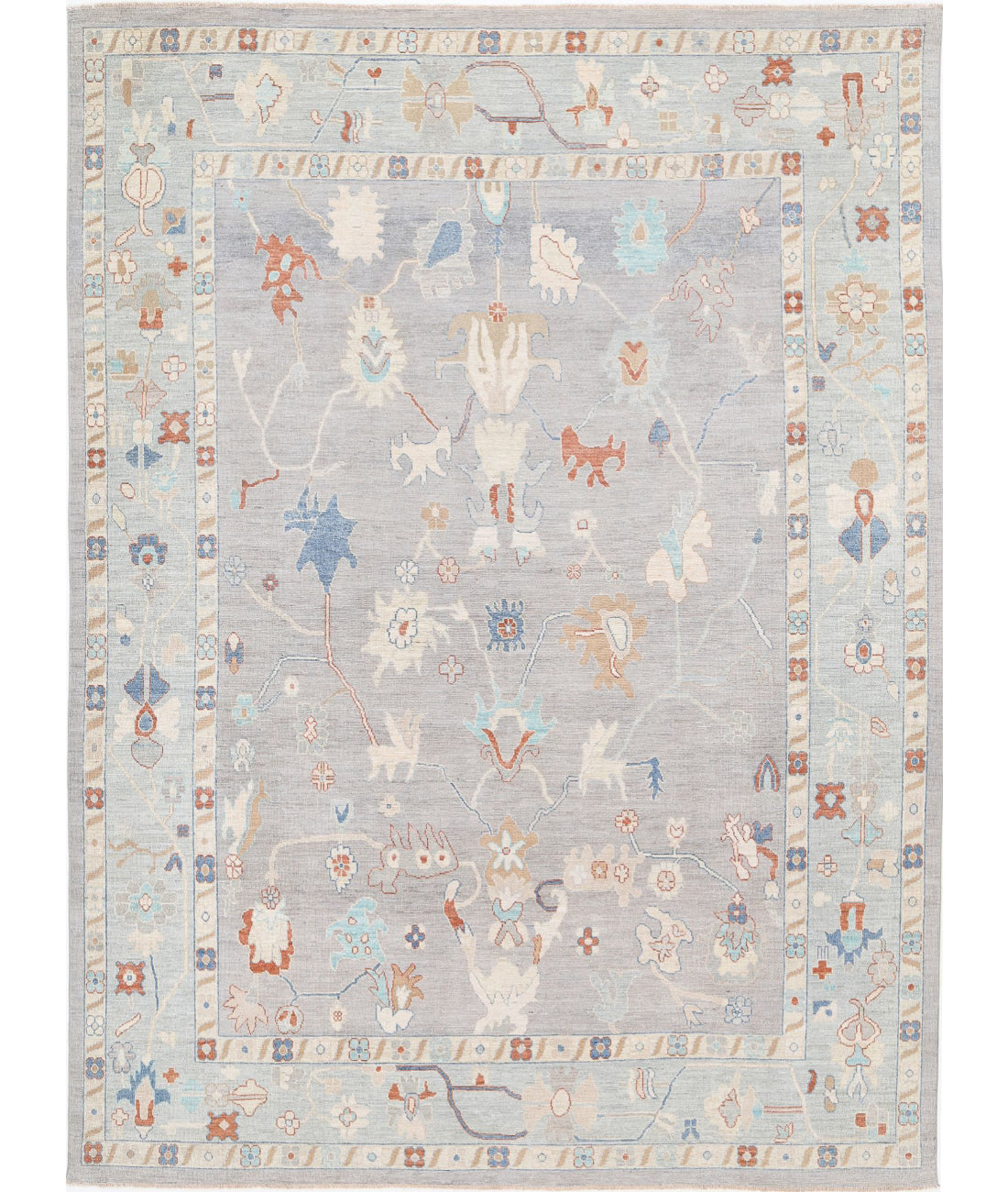 Oushak 10'0'' X 13'6'' Hand-Knotted Wool Rug 10'0'' x 13'6'' (300 X 405) / Grey / Blue