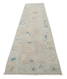 Oushak 3'2'' X 12'11'' Hand-Knotted Wool Rug 3'2'' x 12'11'' (95 X 388) / Taupe / Blue