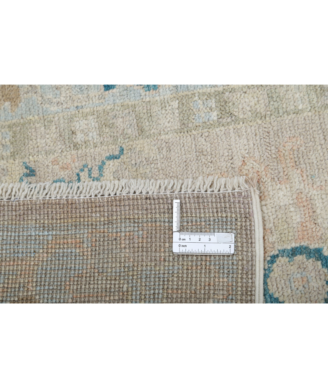 Oushak 3'2'' X 12'11'' Hand-Knotted Wool Rug 3'2'' x 12'11'' (95 X 388) / Taupe / Blue