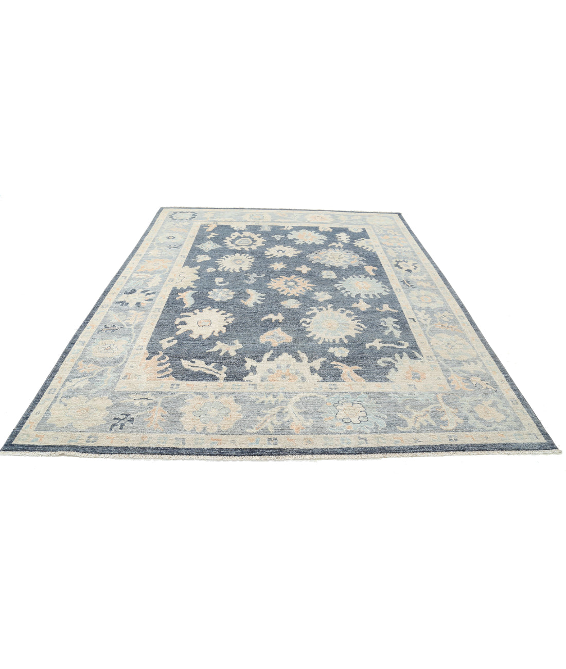 Oushak 8'0'' X 10'0'' Hand-Knotted Wool Rug 8'0'' x 10'0'' (240 X 300) / Grey / Grey