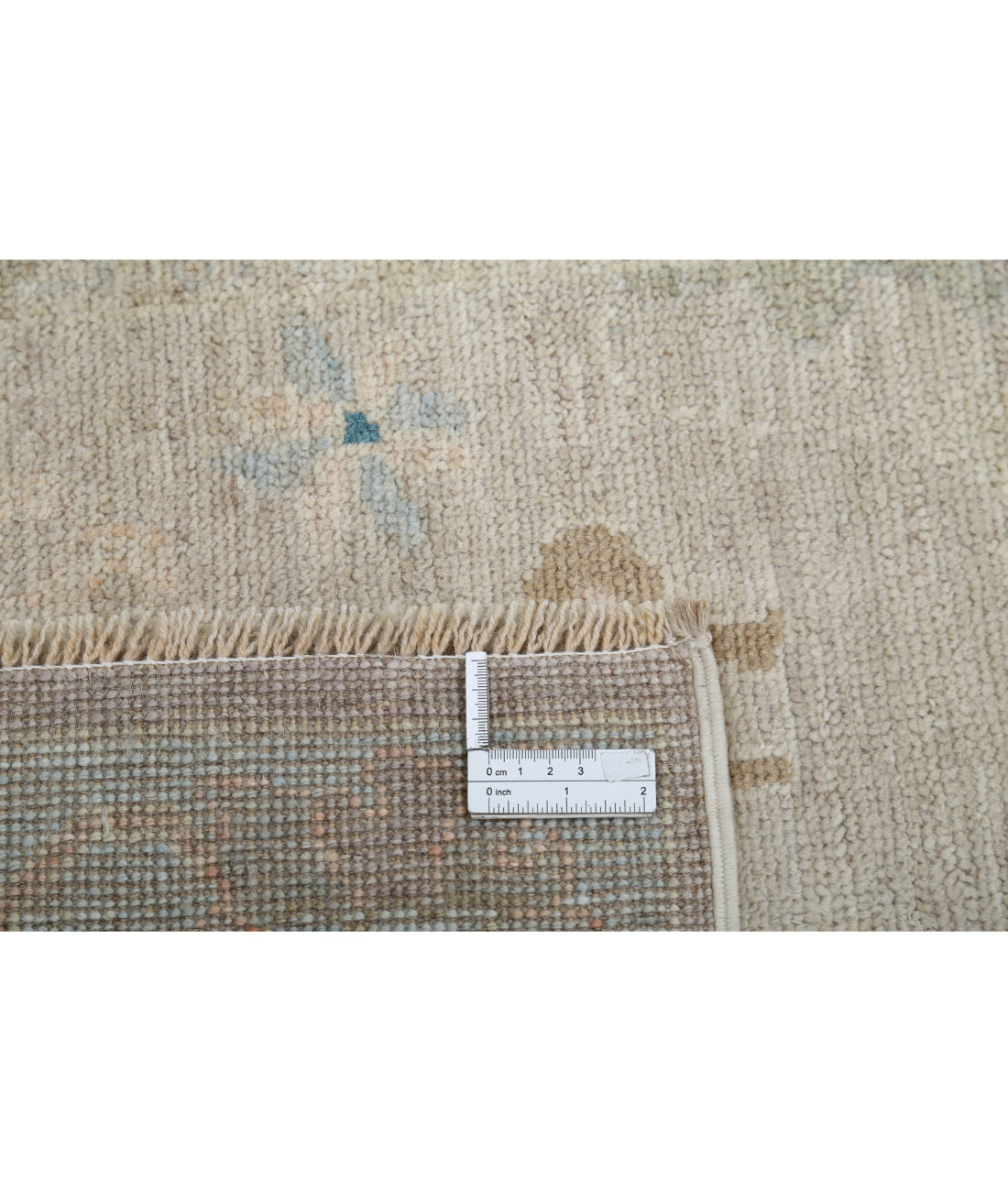 Oushak 3'1'' X 11'7'' Hand-Knotted Wool Rug 3'1'' x 11'7'' (93 X 348) / Taupe / Blue