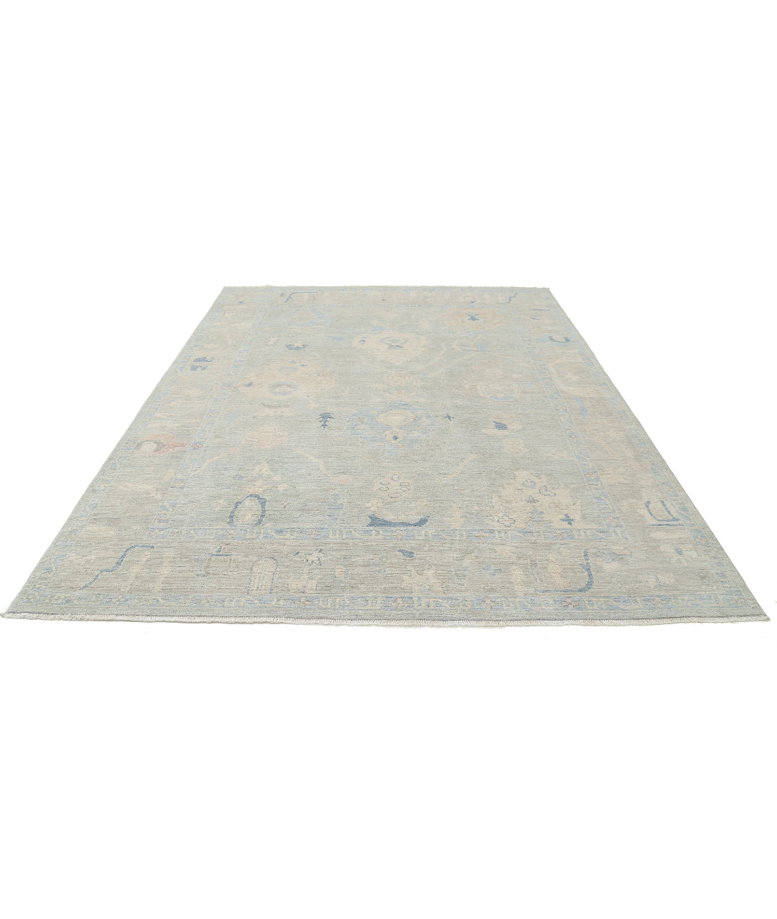 Oushak 7'10'' X 9'9'' Hand-Knotted Wool Rug 7'10'' x 9'9'' (235 X 293) / Grey / Blue