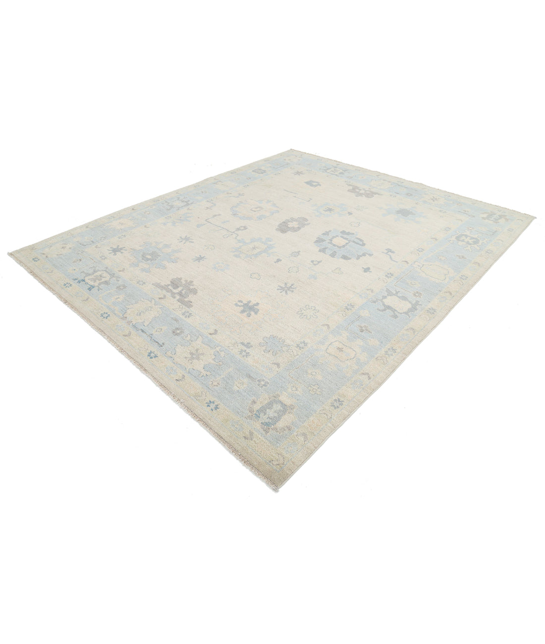 Oushak 8'2'' X 9'8'' Hand-Knotted Wool Rug 8'2'' x 9'8'' (245 X 290) / Taupe / Blue