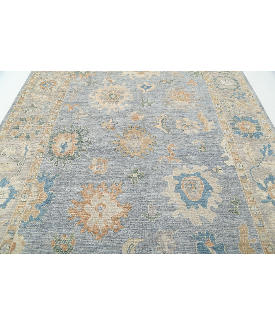 Oushak 8'0'' X 9'11'' Hand-Knotted Wool Rug 8'0'' x 9'11'' (240 X 298) / Blue / Grey