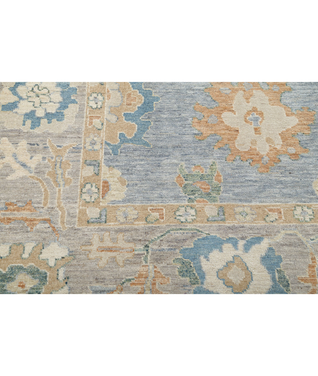 Oushak 8'0'' X 9'11'' Hand-Knotted Wool Rug 8'0'' x 9'11'' (240 X 298) / Blue / Grey