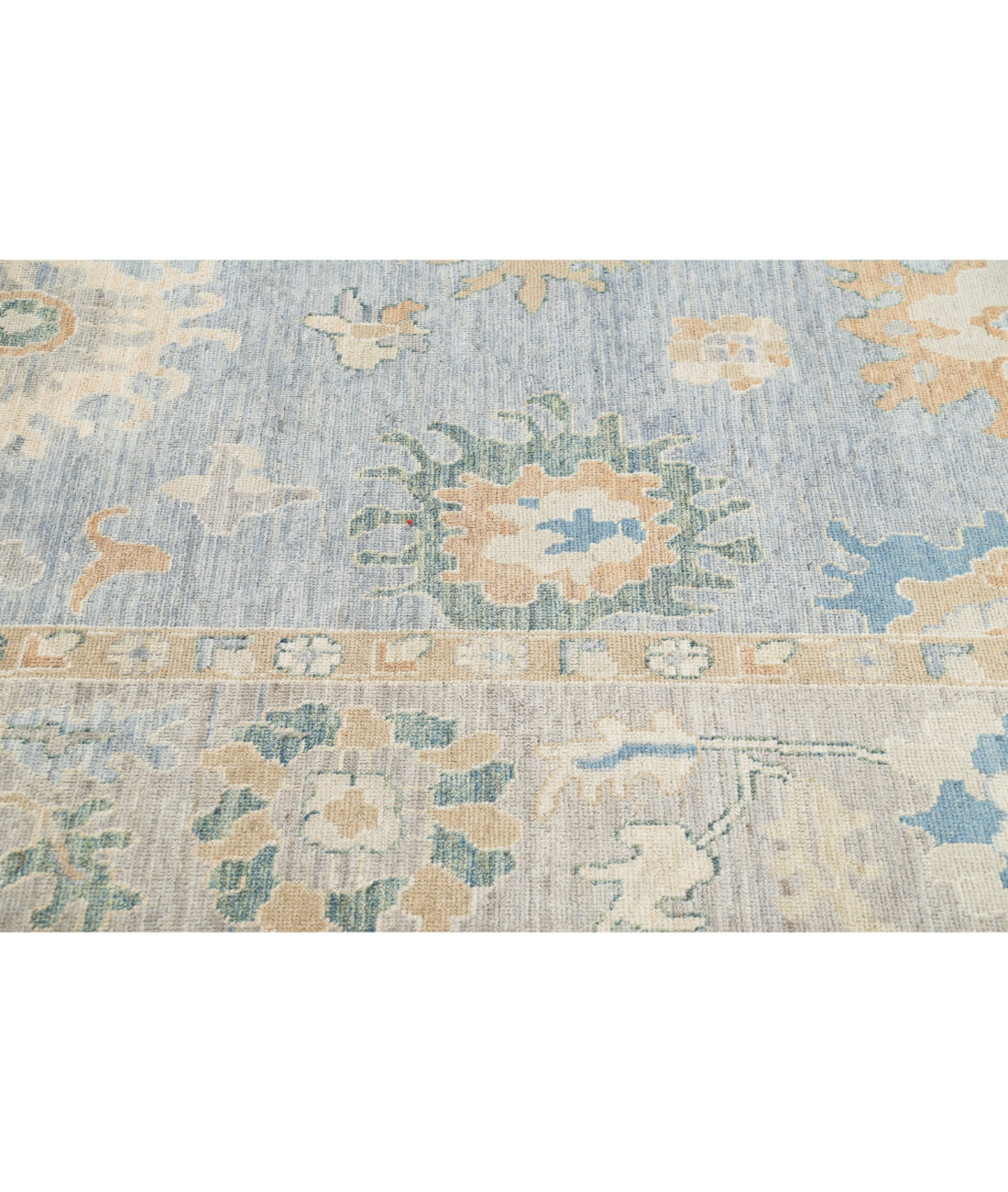 Oushak 8'0'' X 9'11'' Hand-Knotted Wool Rug 8'0'' x 9'11'' (240 X 298) / Blue / Grey