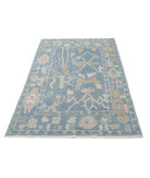 Oushak 4'0'' X 5'10'' Hand-Knotted Wool Rug 4'0'' x 5'10'' (120 X 175) / Blue / Blue