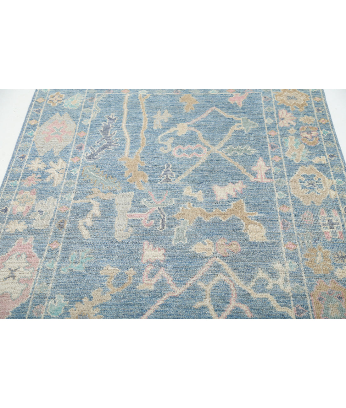 Oushak 4'0'' X 5'10'' Hand-Knotted Wool Rug 4'0'' x 5'10'' (120 X 175) / Blue / Blue