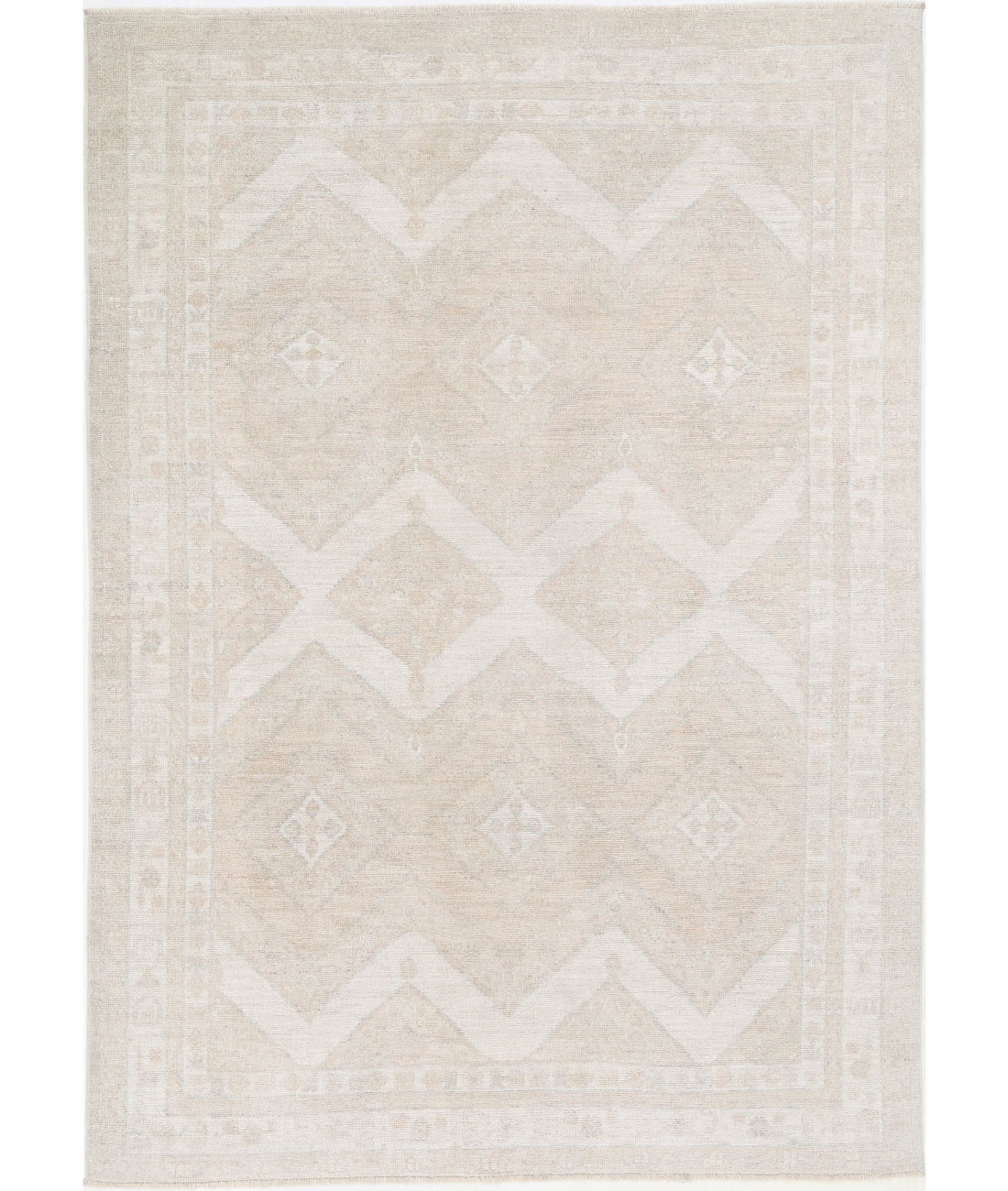 Oushak 6'2'' X 8'10'' Hand-Knotted Wool Rug 6'2'' x 8'10'' (185 X 265) / Taupe / Ivory