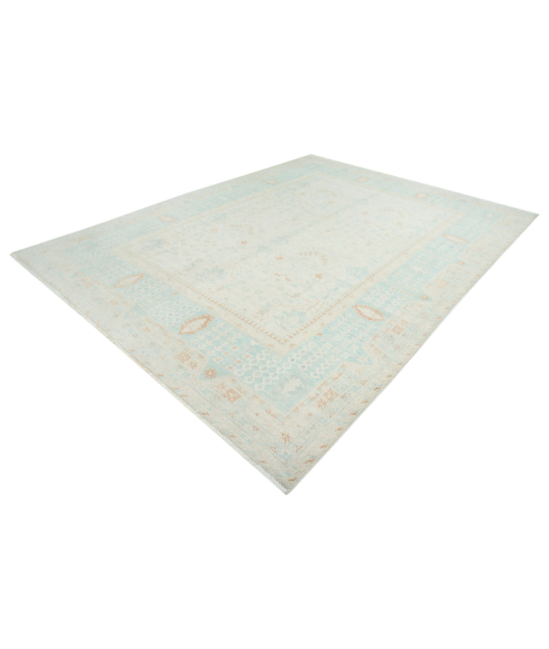 Oushak 9'1'' X 12'2'' Hand-Knotted Wool Rug 9'1'' x 12'2'' (273 X 365) / Ivory / Green