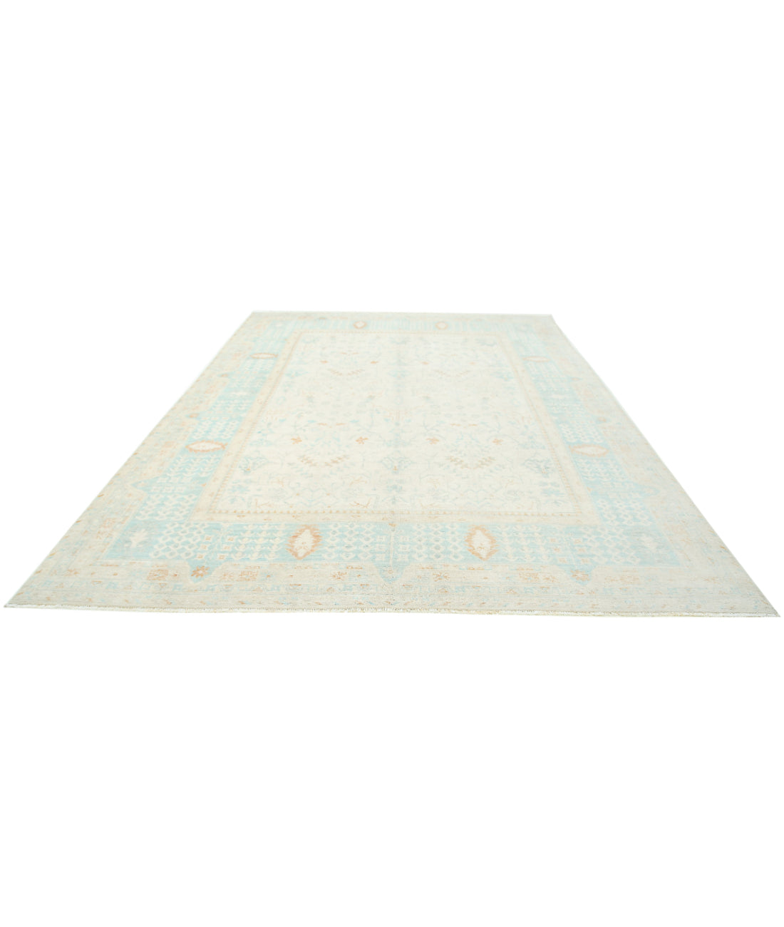 Oushak 9'1'' X 12'2'' Hand-Knotted Wool Rug 9'1'' x 12'2'' (273 X 365) / Ivory / Green