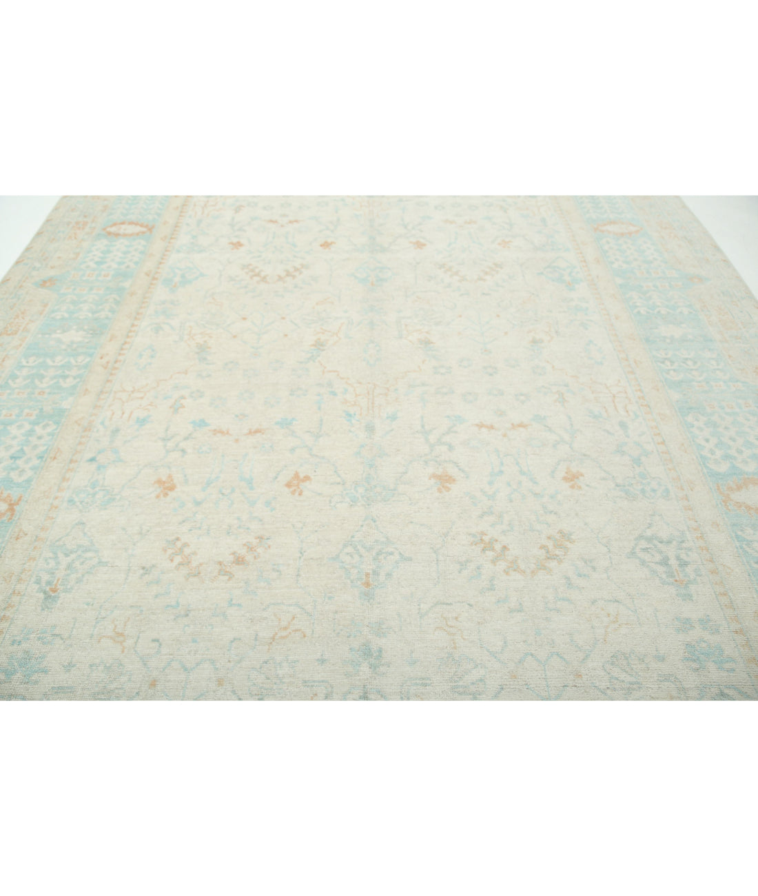 Oushak 9'1'' X 12'2'' Hand-Knotted Wool Rug 9'1'' x 12'2'' (273 X 365) / Ivory / Green