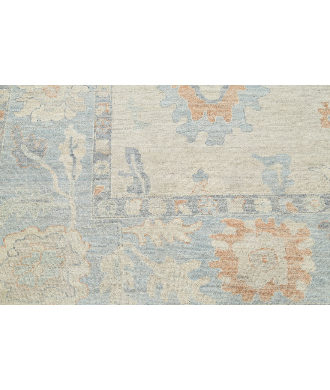 Oushak 9'2'' X 11'10'' Hand-Knotted Wool Rug 9'2'' x 11'10'' (275 X 355) / Ivory / Blue