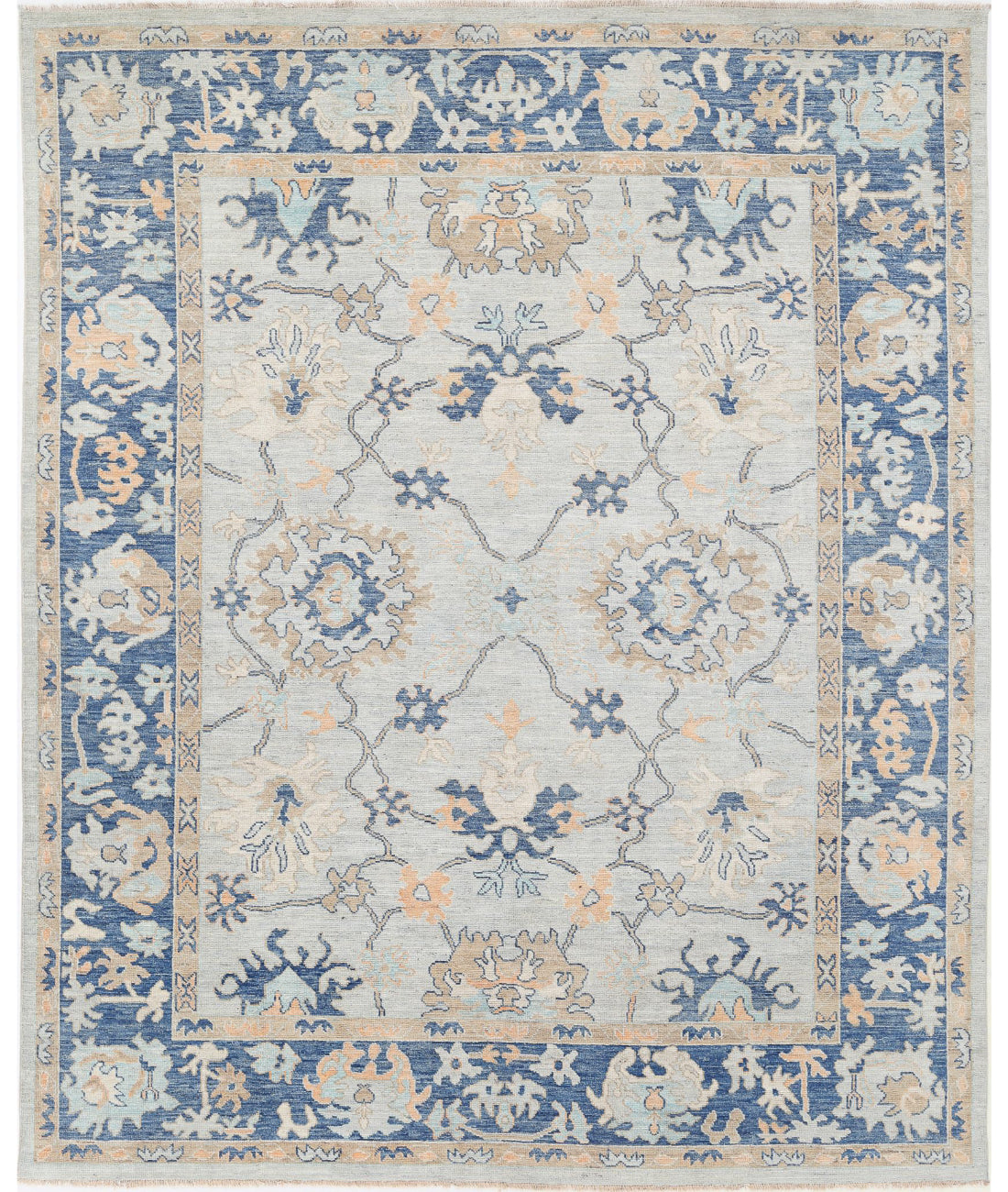 Oushak 8'1'' X 9'10'' Hand-Knotted Wool Rug 8'1'' x 9'10'' (243 X 295) / Blue / Blue