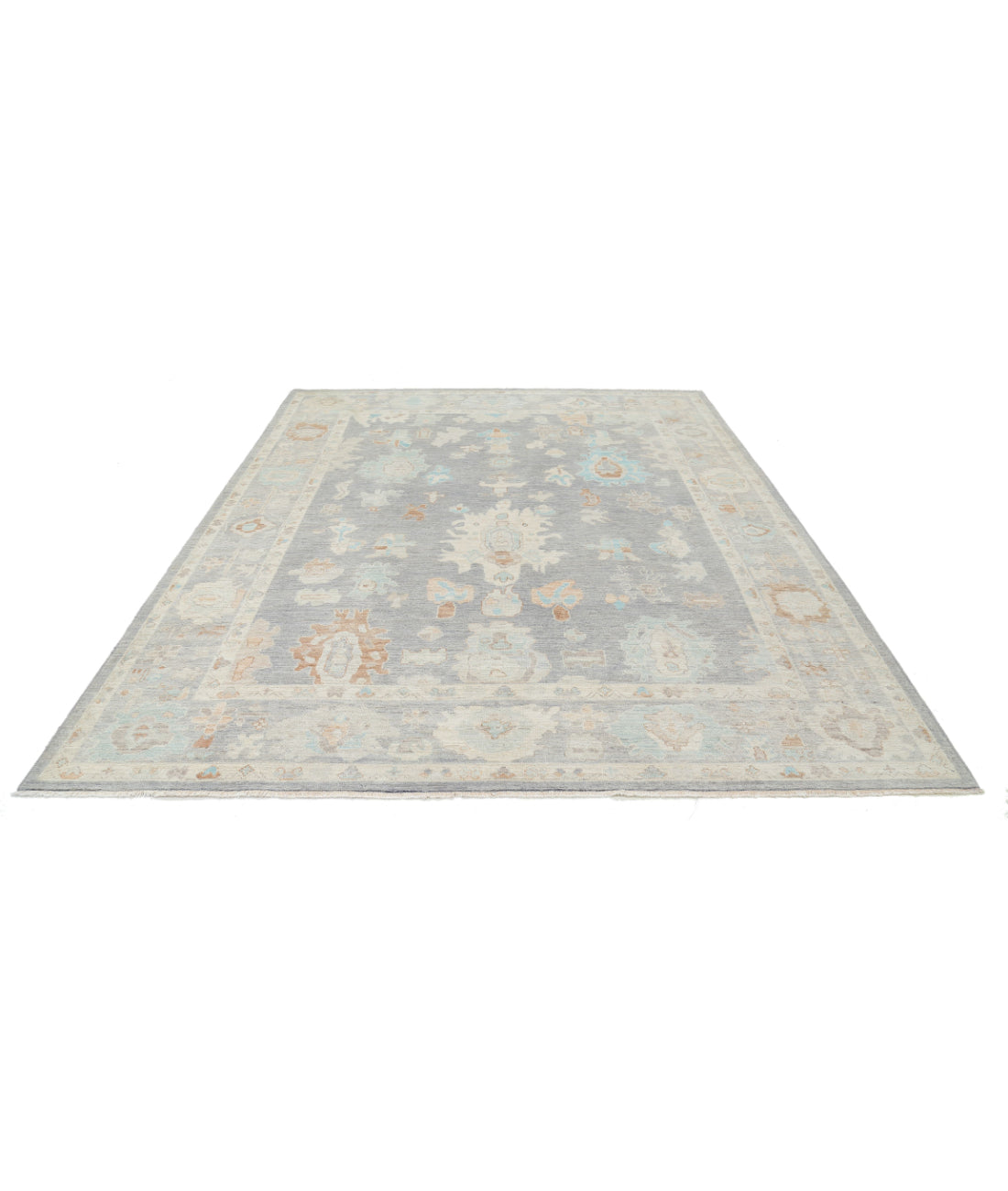 Oushak 8'0'' X 10'0'' Hand-Knotted Wool Rug 8'0'' x 10'0'' (240 X 300) / Grey / Grey