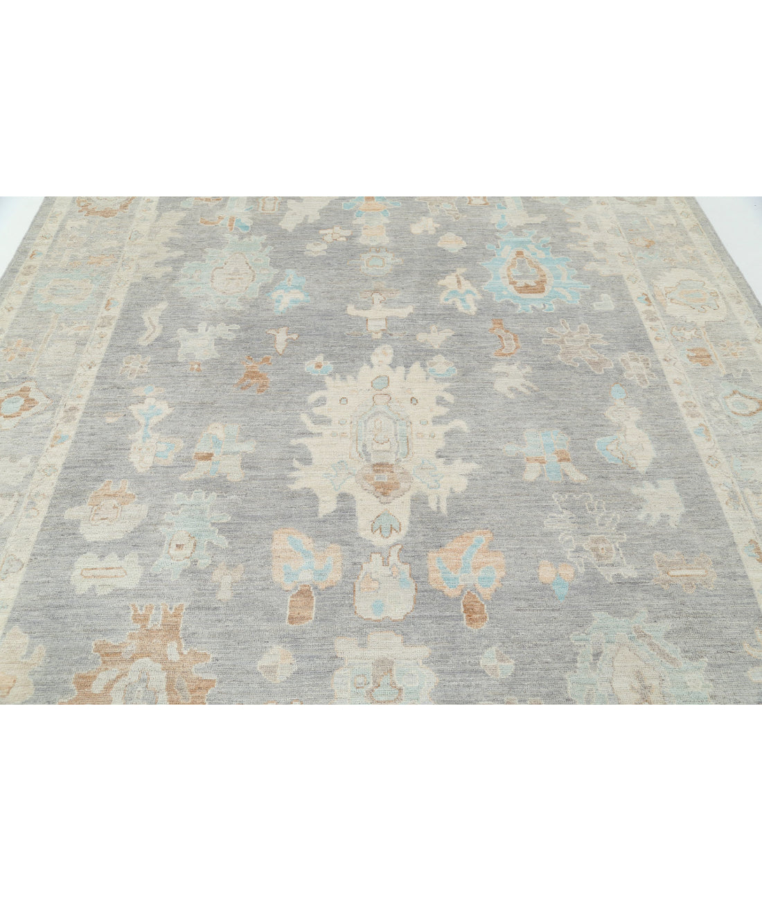 Oushak 8'0'' X 10'0'' Hand-Knotted Wool Rug 8'0'' x 10'0'' (240 X 300) / Grey / Grey