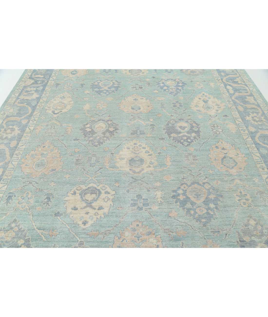 Oushak 9'3'' X 11'9'' Hand-Knotted Wool Rug 9'3'' x 11'9'' (278 X 353) / Green / Blue