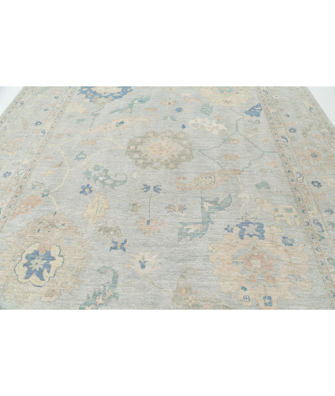 Oushak 10'0'' X 13'3'' Hand-Knotted Wool Rug 10'0'' x 13'3'' (300 X 398) / Grey / Grey