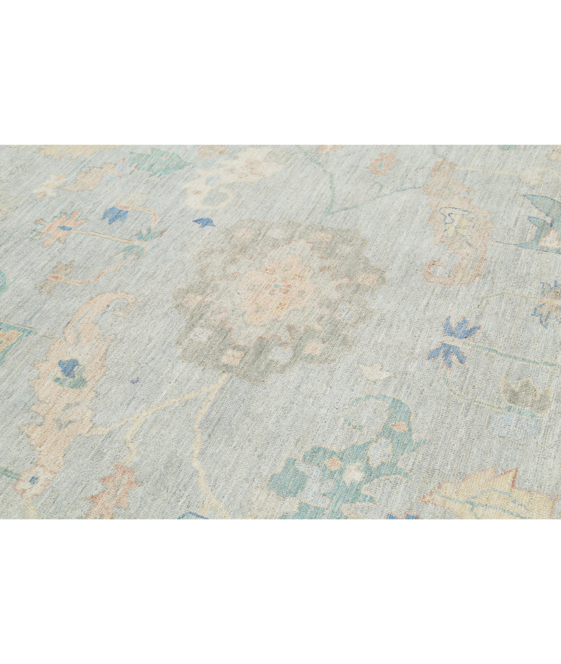 Oushak 10'0'' X 13'3'' Hand-Knotted Wool Rug 10'0'' x 13'3'' (300 X 398) / Grey / Grey