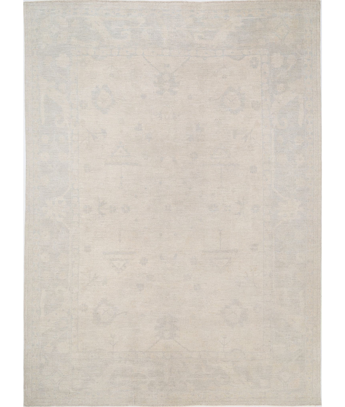 Oushak 10'6'' X 13'11'' Hand-Knotted Wool Rug 10'6'' x 13'11'' (315 X 418) / Ivory / Grey