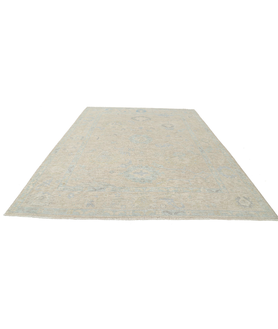 Oushak 9'0'' X 11'10'' Hand-Knotted Wool Rug 9'0'' x 11'10'' (270 X 355) / Beige / Blue