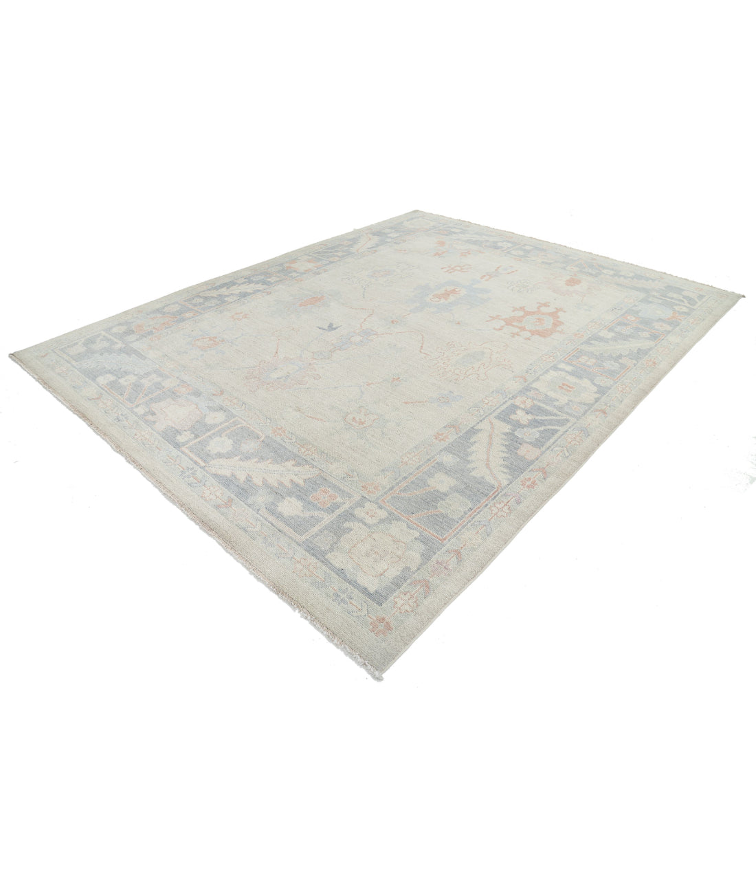 Oushak 9'0'' X 11'7'' Hand-Knotted Wool Rug 9'0'' x 11'7'' (270 X 348) / Silver / Grey