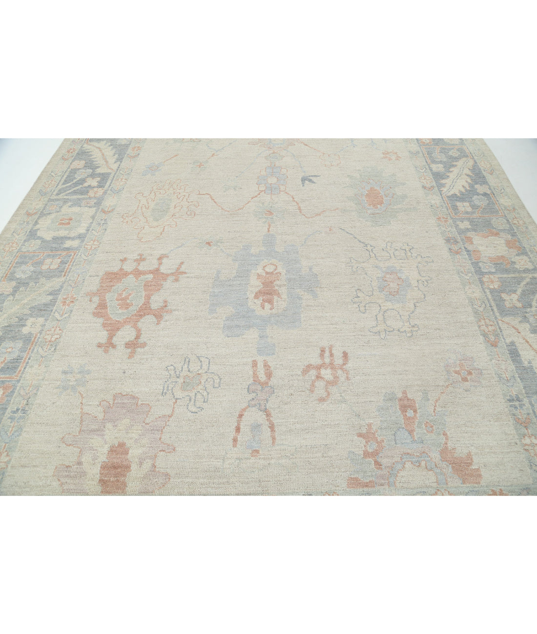 Oushak 9'0'' X 11'7'' Hand-Knotted Wool Rug 9'0'' x 11'7'' (270 X 348) / Silver / Grey