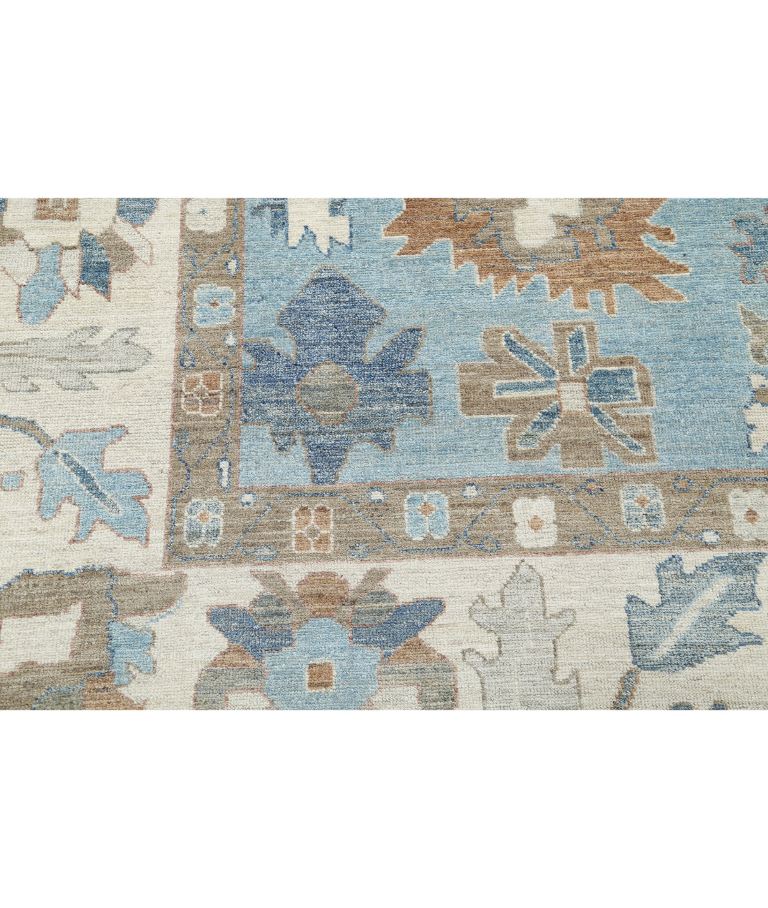 Oushak 9'0'' X 11'10'' Hand-Knotted Wool Rug 9'0'' x 11'10'' (270 X 355) / Blue / Ivory