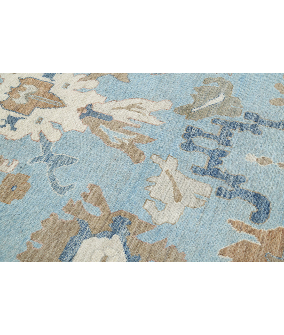 Oushak 9'0'' X 11'10'' Hand-Knotted Wool Rug 9'0'' x 11'10'' (270 X 355) / Blue / Ivory