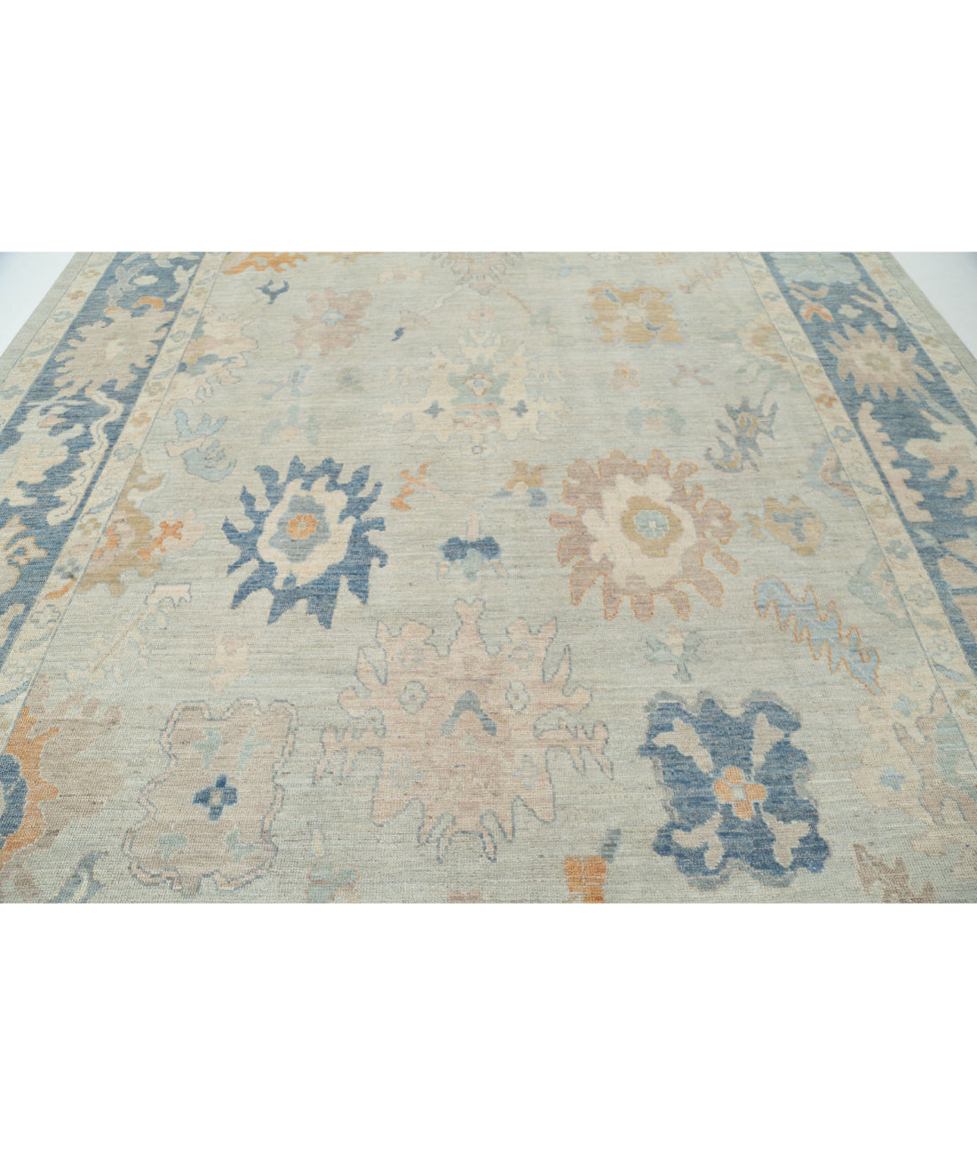 Oushak 10'4'' X 14'2'' Hand-Knotted Wool Rug 10'4'' x 14'2'' (310 X 425) / Blue / Blue