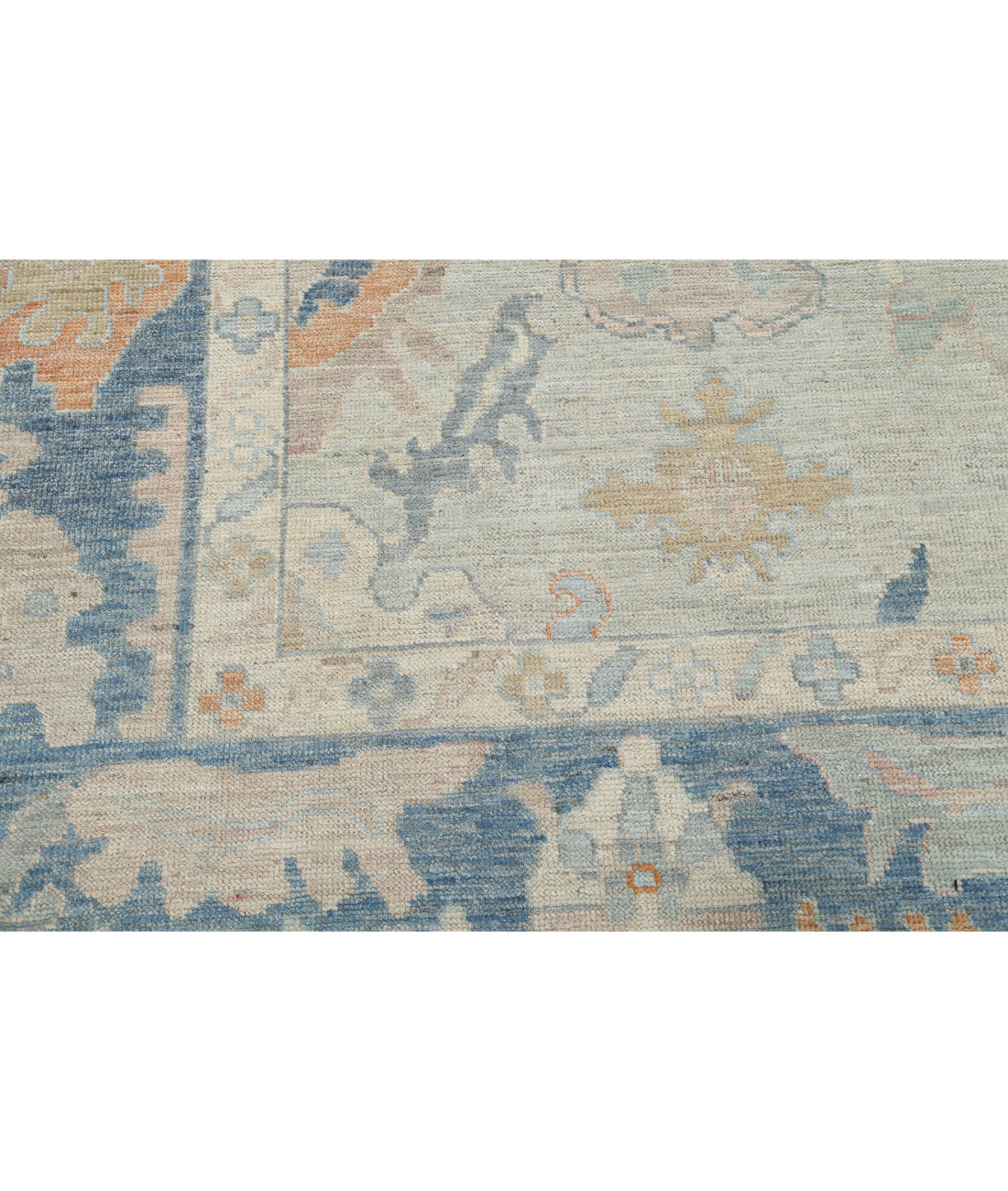 Oushak 10'4'' X 14'2'' Hand-Knotted Wool Rug 10'4'' x 14'2'' (310 X 425) / Blue / Blue