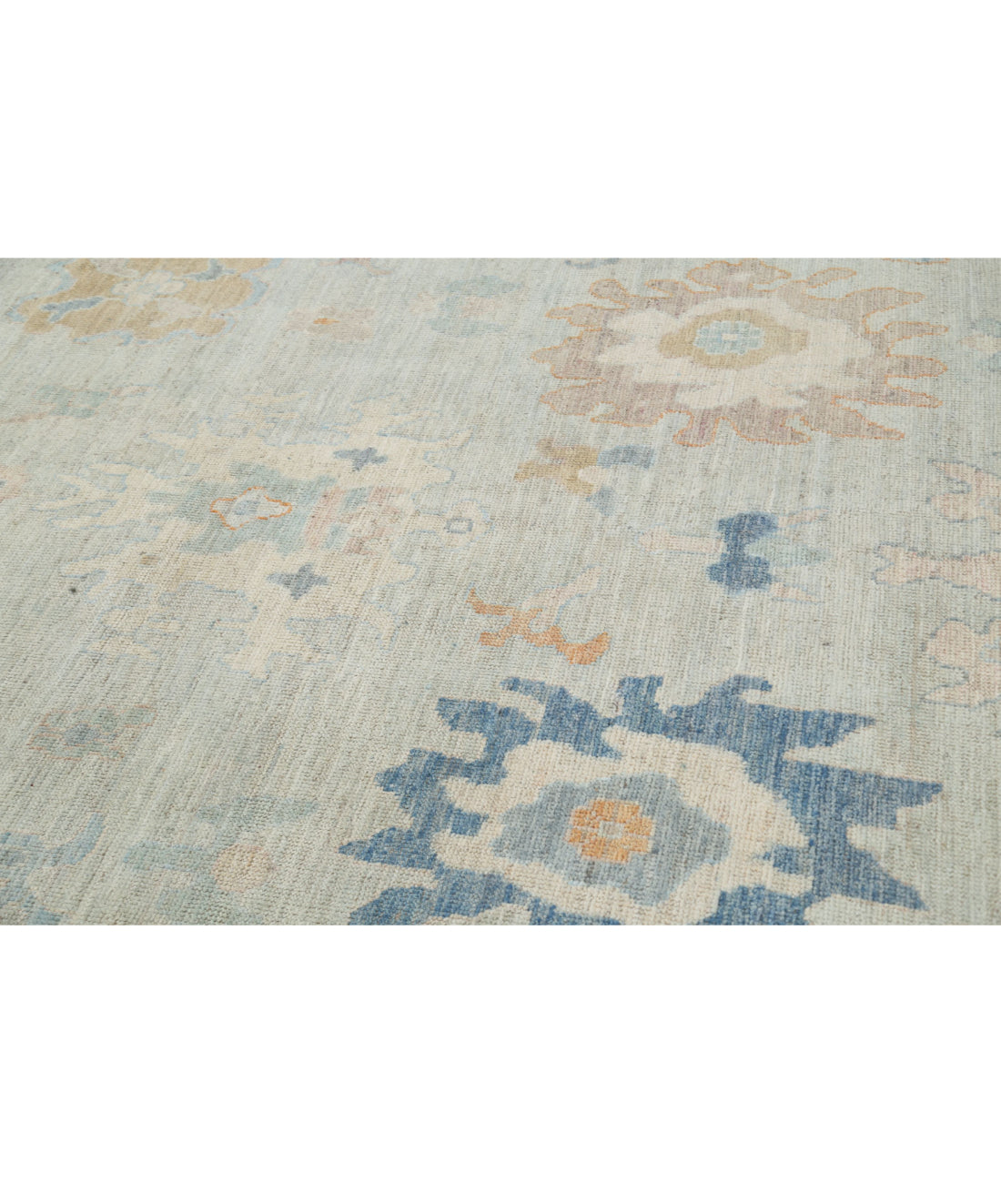 Oushak 10'4'' X 14'2'' Hand-Knotted Wool Rug 10'4'' x 14'2'' (310 X 425) / Blue / Blue