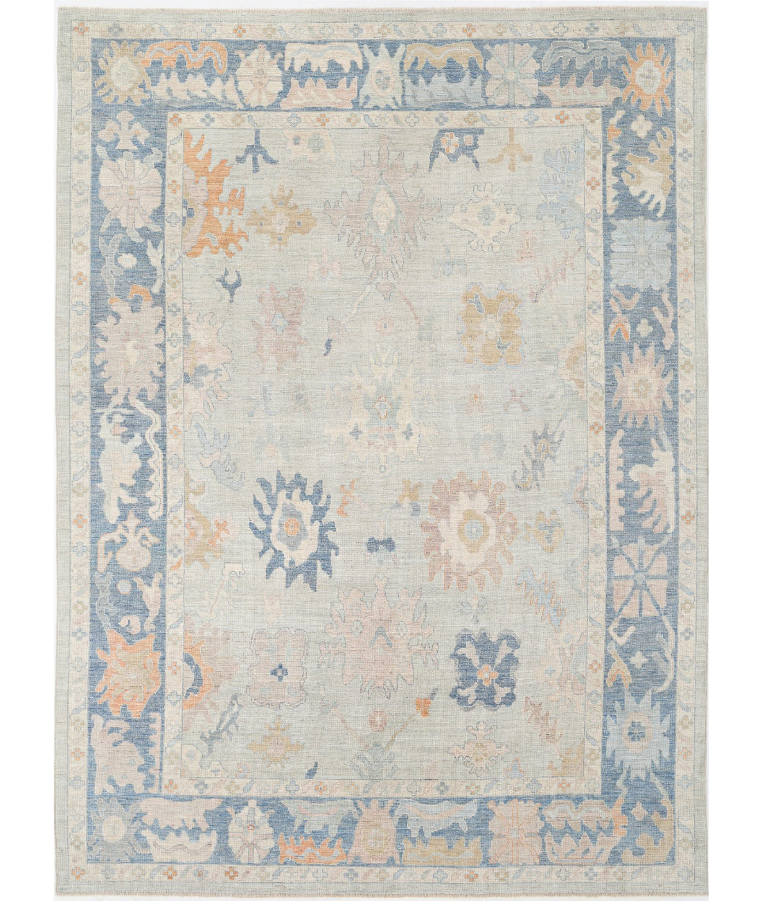 Oushak 10'4'' X 14'2'' Hand-Knotted Wool Rug 10'4'' x 14'2'' (310 X 425) / Blue / Blue