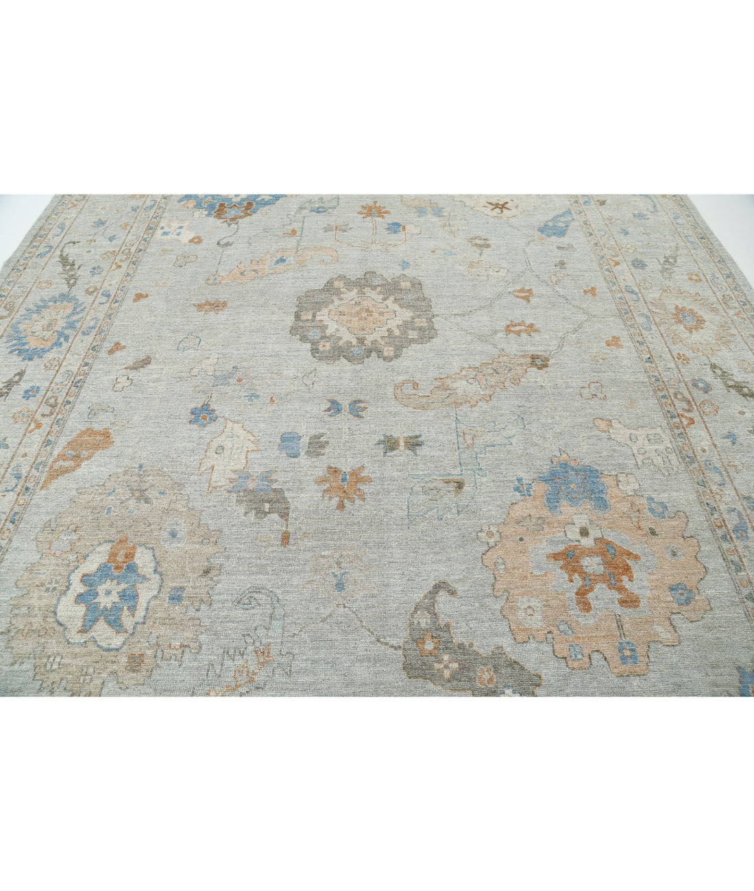 Oushak 10'2'' X 14'0'' Hand-Knotted Wool Rug 10'2'' x 14'0'' (305 X 420) / Blue / Blue