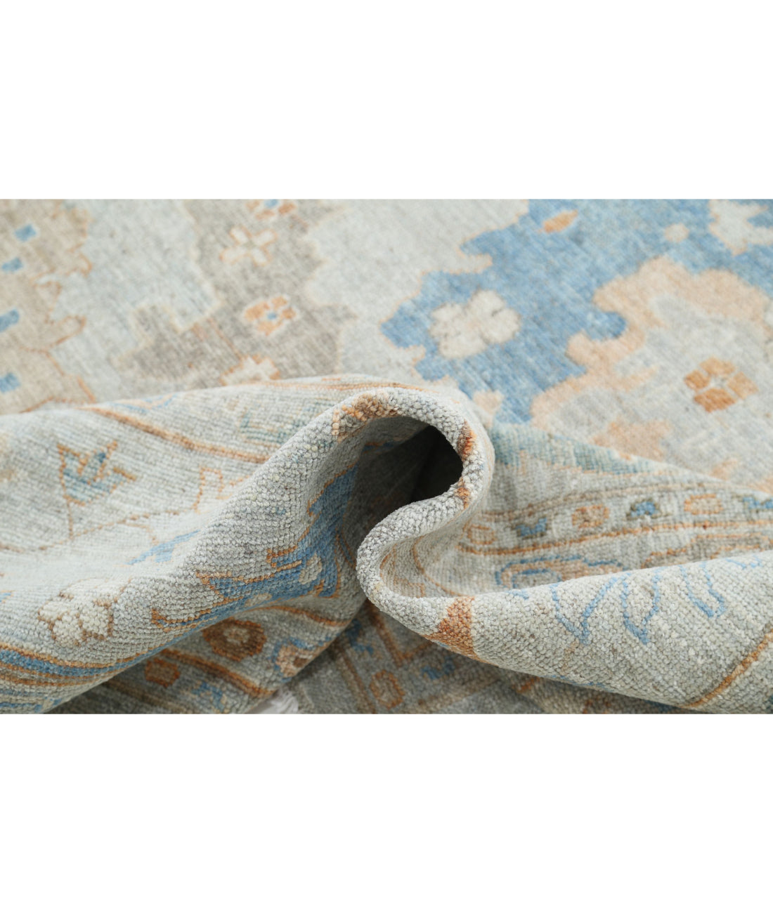 Oushak 10'2'' X 14'0'' Hand-Knotted Wool Rug 10'2'' x 14'0'' (305 X 420) / Blue / Blue