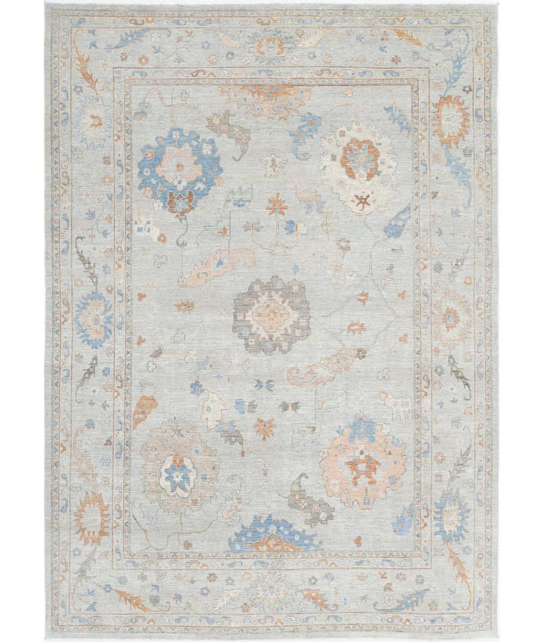 Oushak 10'2'' X 14'0'' Hand-Knotted Wool Rug 10'2'' x 14'0'' (305 X 420) / Blue / Blue