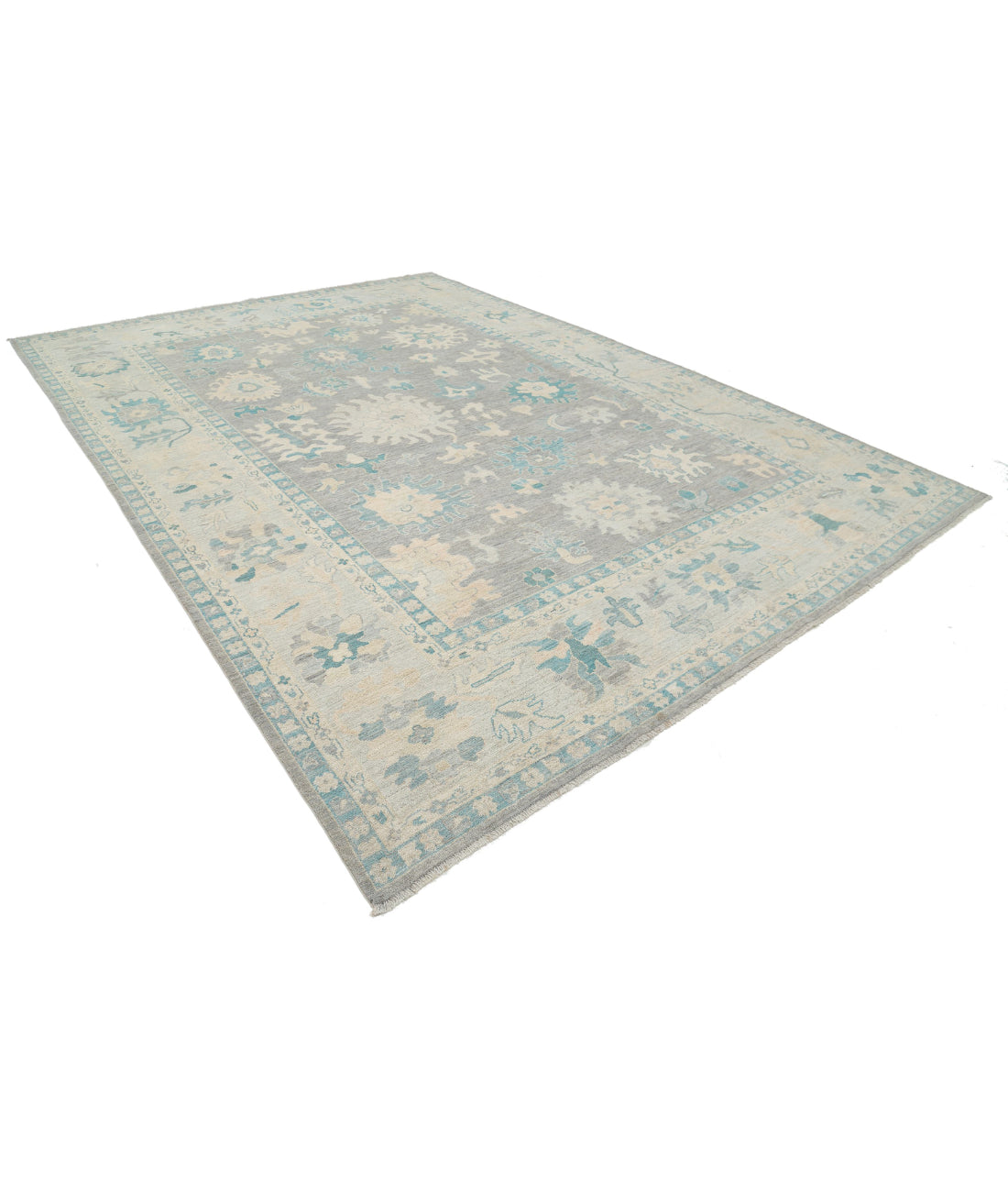 Oushak 9'9'' X 13'7'' Hand-Knotted Wool Rug 9'9'' x 13'7'' (293 X 408) / Grey / Silver