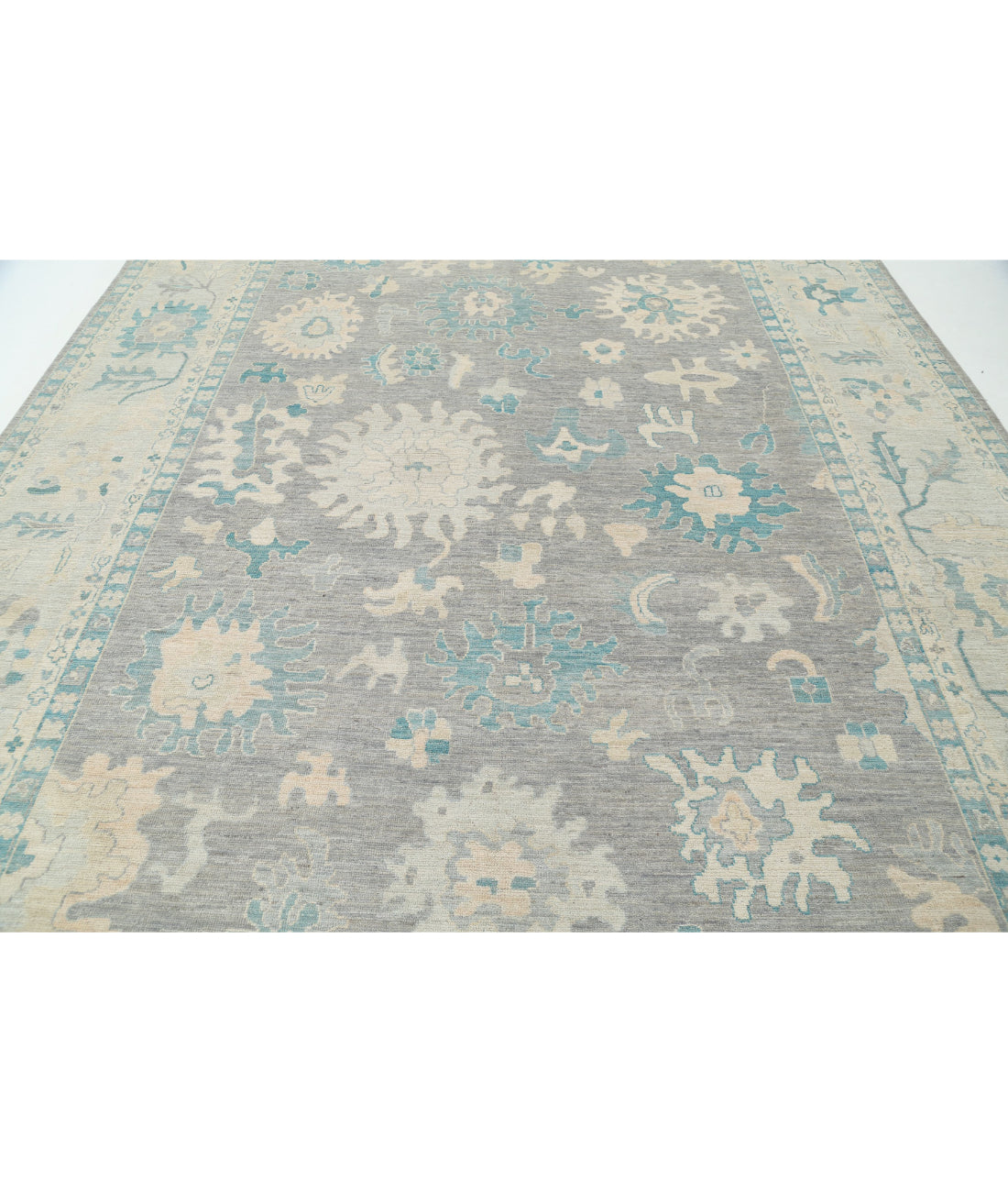 Oushak 9'9'' X 13'7'' Hand-Knotted Wool Rug 9'9'' x 13'7'' (293 X 408) / Grey / Silver