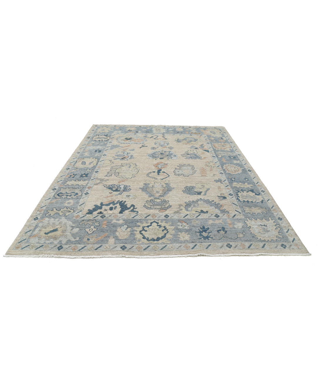 Oushak 8'0'' X 9'10'' Hand-Knotted Wool Rug 8'0'' x 9'10'' (240 X 295) / Taupe / Grey