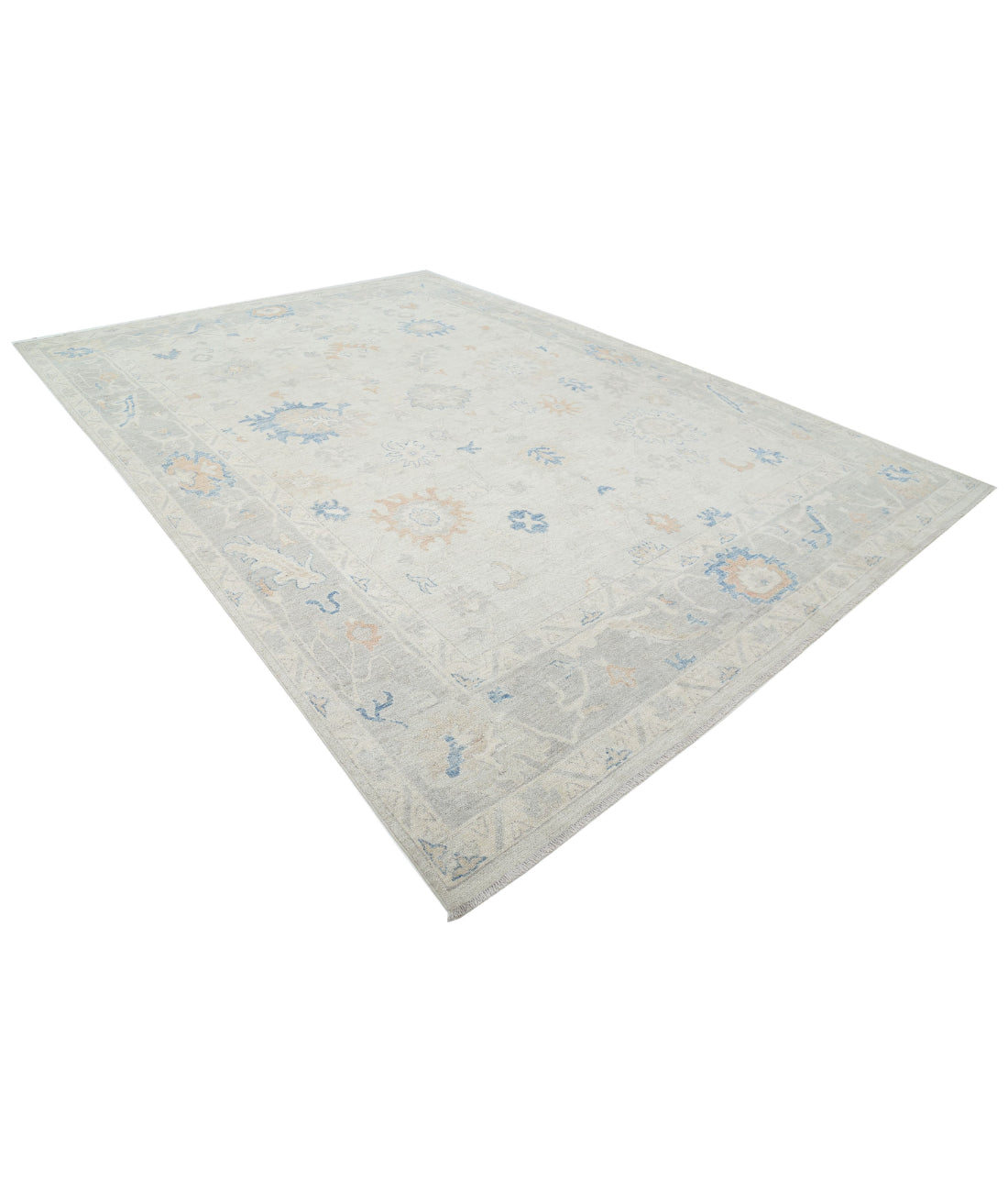 Oushak 9'8'' X 13'8'' Hand-Knotted Wool Rug 9'8'' x 13'8'' (290 X 410) / Silver / Grey