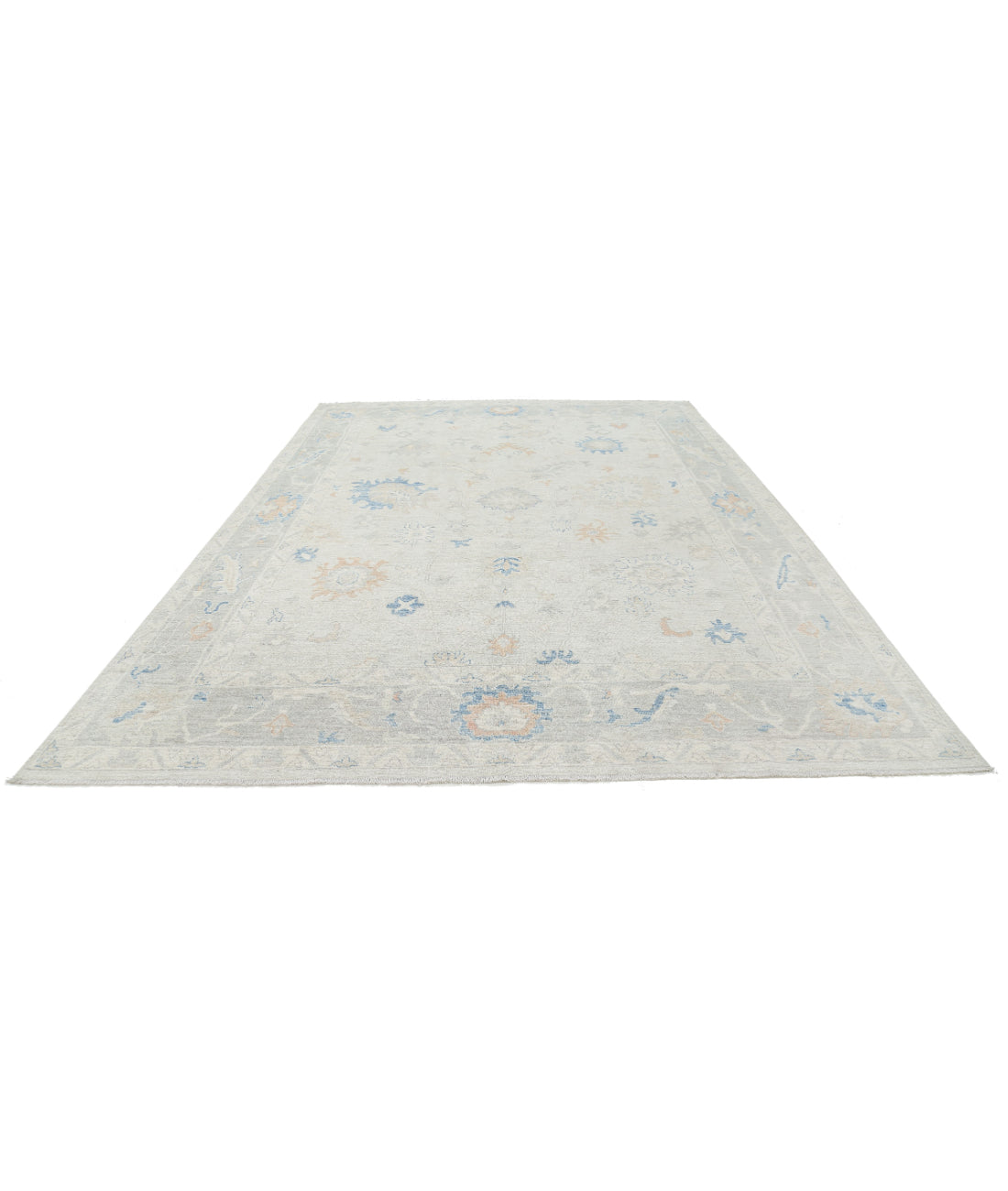 Oushak 9'8'' X 13'8'' Hand-Knotted Wool Rug 9'8'' x 13'8'' (290 X 410) / Silver / Grey