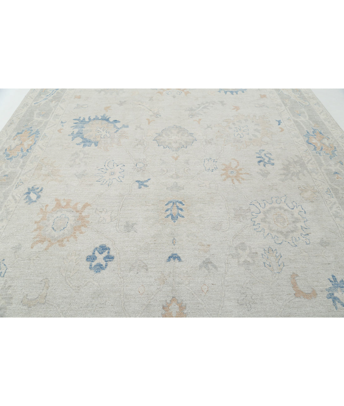 Oushak 9'8'' X 13'8'' Hand-Knotted Wool Rug 9'8'' x 13'8'' (290 X 410) / Silver / Grey