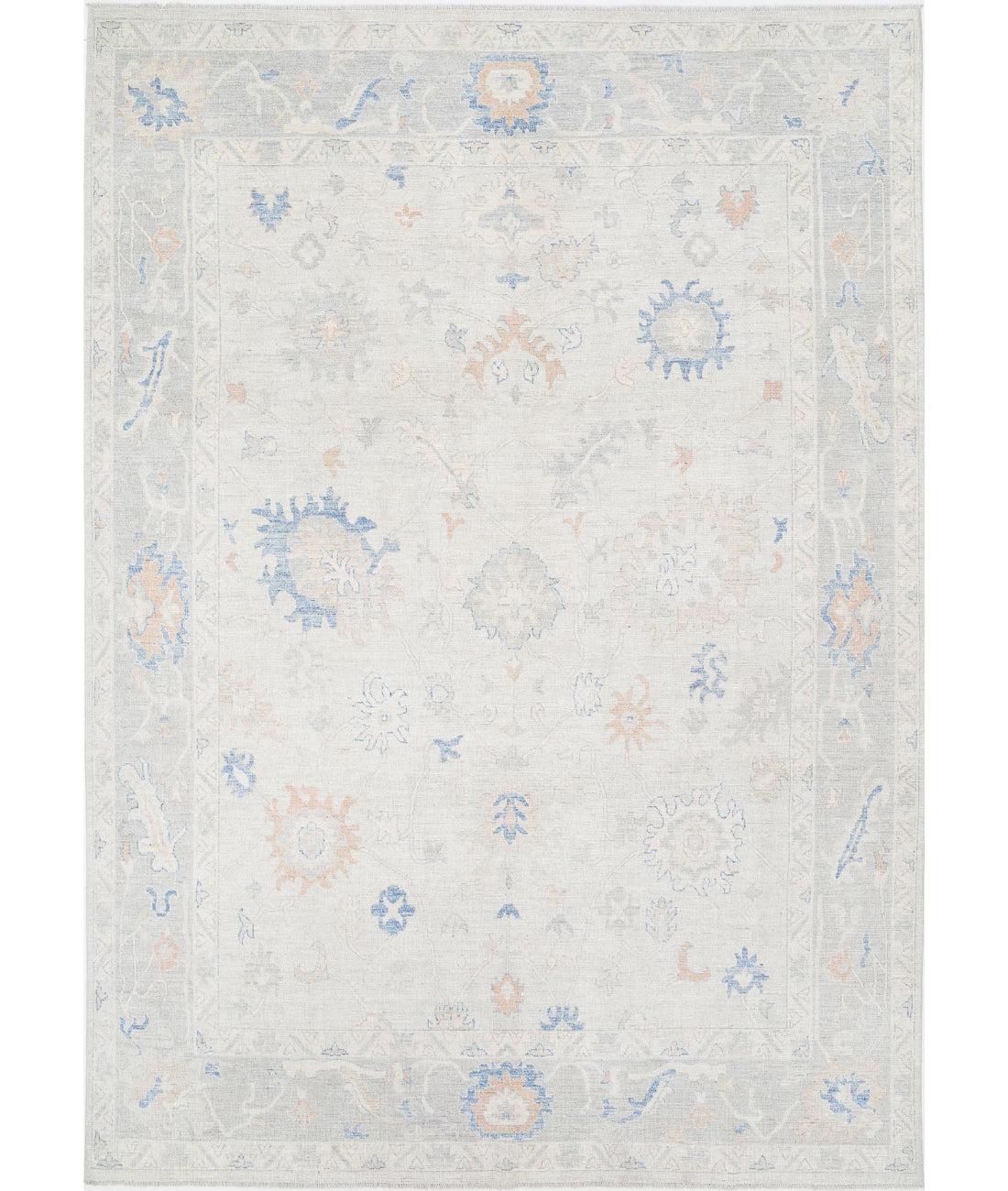 Oushak 9'8'' X 13'8'' Hand-Knotted Wool Rug 9'8'' x 13'8'' (290 X 410) / Silver / Grey