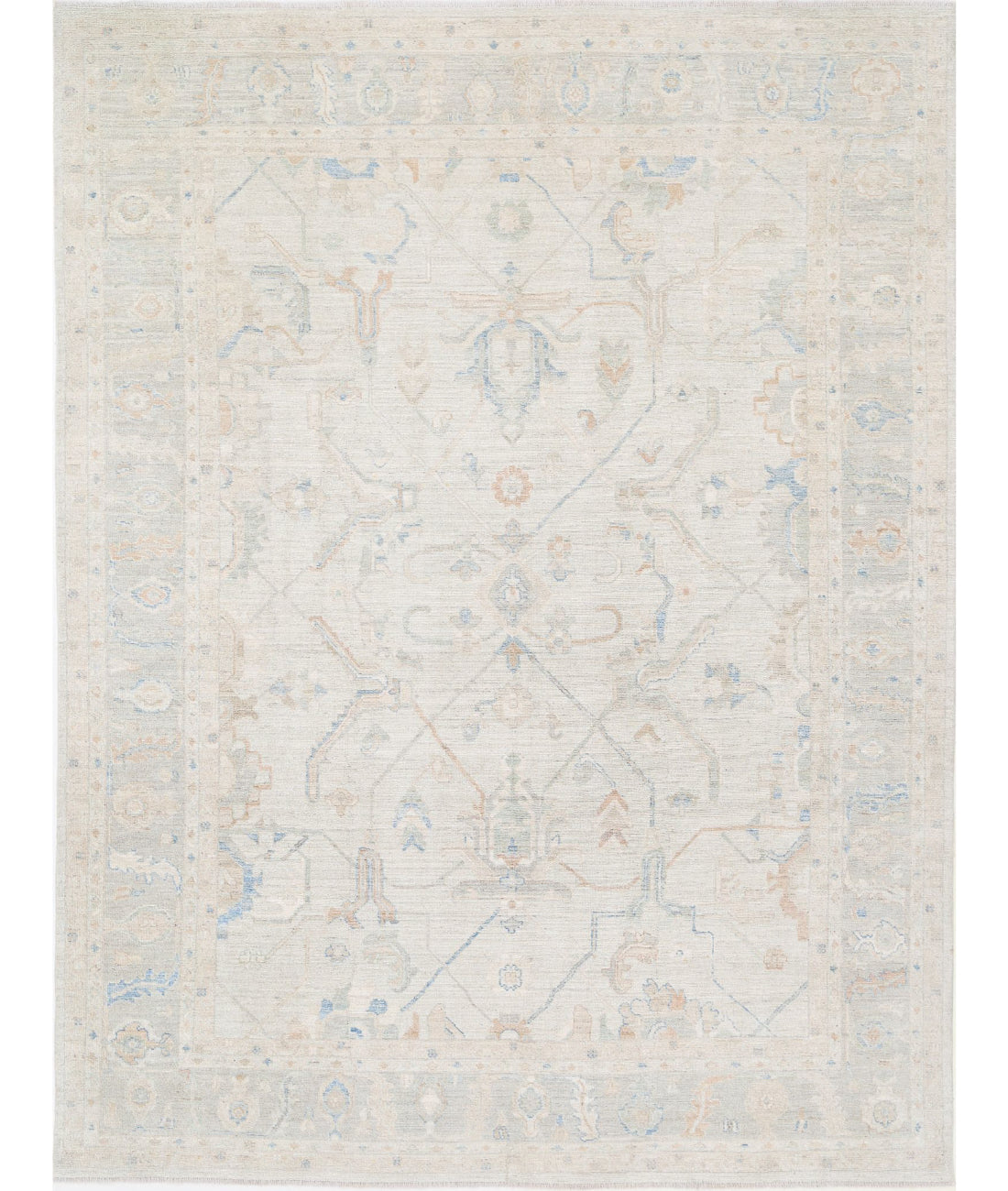 Oushak 9'0'' X 11'11'' Hand-Knotted Wool Rug 9'0'' x 11'11'' (270 X 358) / Silver / Grey